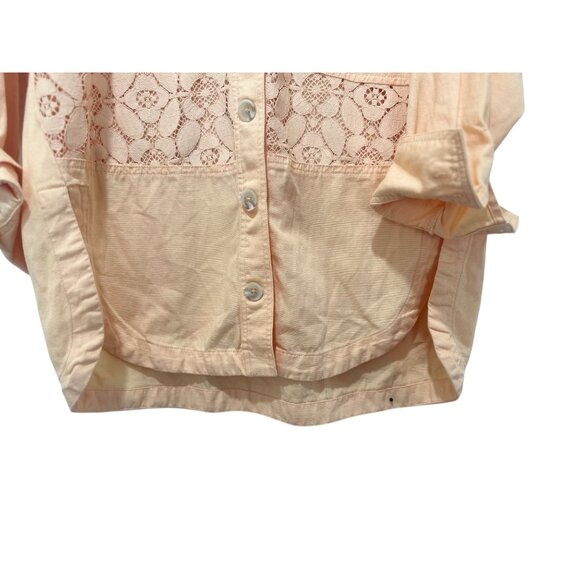Anthropologie Maeve Lace Shirt Jacket Women Small Orange Shacket Cottage Western - Picture 9 of 16
